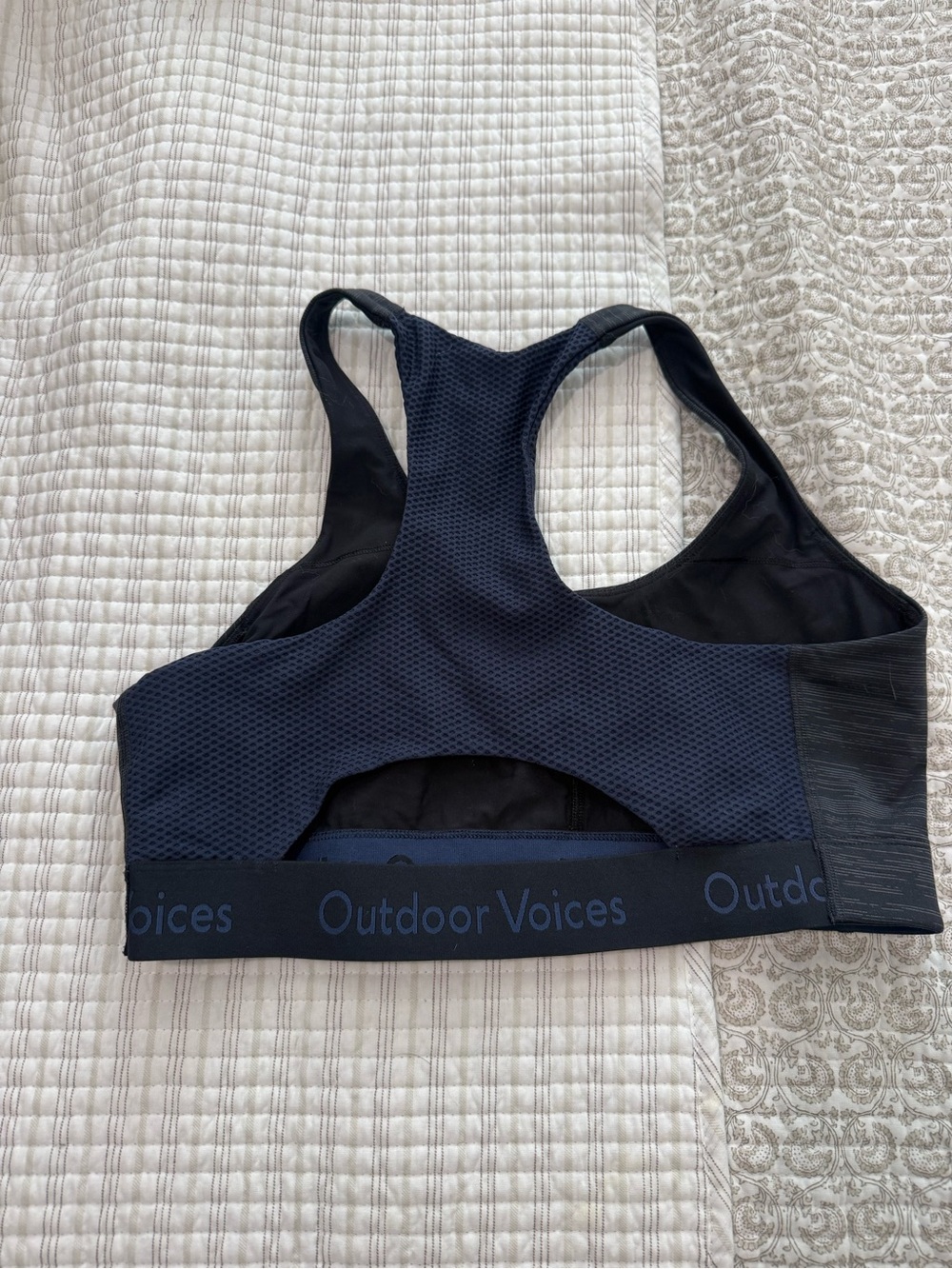 Outdoor Voices Navy & Black Racerback Sports Bra